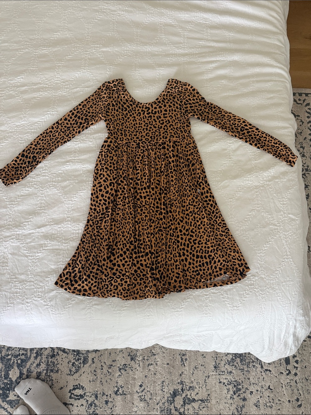 Little Sleepies Leopard Print Long Sleeve Swing Dress - Tan & Black
